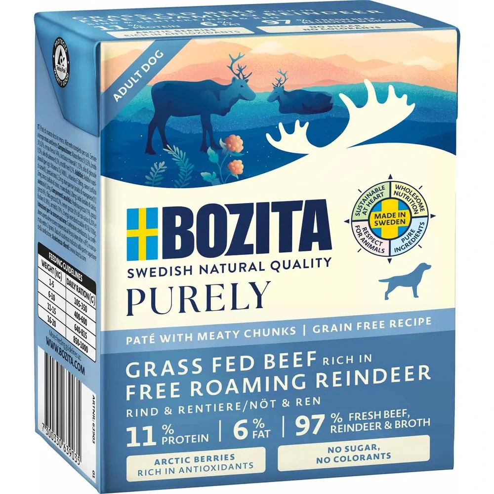 Bozita Hund Purely Pate Rensdyr 370 g - Naturligt og proteinrigt vådfoder